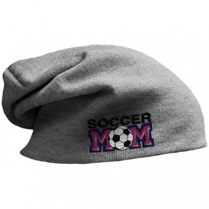 Skullies & Beanies Custom Slouchy Beanie Soccer Mom B Embroidery Skull Cap Hats for Men & Women - Light Grey - C412ESMLIML $2...