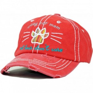Baseball Caps Vintage Ball Caps for Women Mama Bear Dog Mom Washed Cap - Crazy Cat Mom- Coral - CP18ZYG3KW4 $31.67