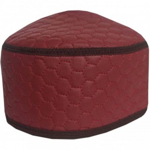 Sun Hats LeatherMen's Cap Football Check Koofi Kufi Biker's Cap 22-24 inches Head Size - Dark Red - C6180WOOXCS $20.79