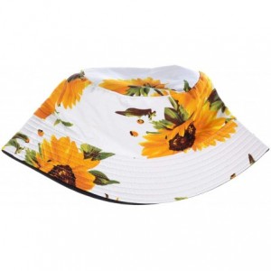 Bucket Hats Packable Reversible Black Printed Fisherman Bucket Sun Hat- Many Patterns - Hearty Sunflower - CW18AROOL7Z $11.59