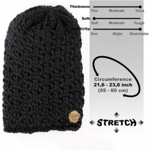 Skullies & Beanies Slouchy Beanie for Women - Ski Cable Knit Winter Warm Large Hat - Wool Snow Outdoor Cap XL - Black - CD18G...