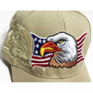 Baseball Caps Patriotic USA American Flag Print Baseball Cap Embroidered - Khaki - CQ11WDGCQ0D $14.25