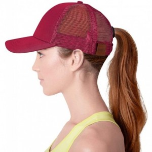 Baseball Caps High Ponytail Baseball Hats for Women-Sun Messy High Bun Hat Adjustable and Mesh Trucker Baseball Cap - Black-r...