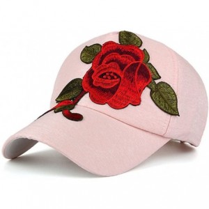 Skullies & Beanies Unisex Baseball Cap with Flower Embroidery Adjustable Leisure Casual Snapback Hat - Pink - C4183KD2NAC $25.43