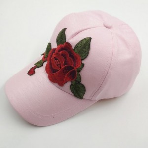 Skullies & Beanies Unisex Baseball Cap with Flower Embroidery Adjustable Leisure Casual Snapback Hat - Pink - C4183KD2NAC $10.59