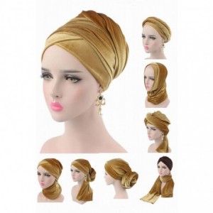 Skullies & Beanies Womens Hat BeanieTurban Velvet Wrapped Scarves Shawl Muslim Hijab Headwear - Black - CM188HSE89I $28.10