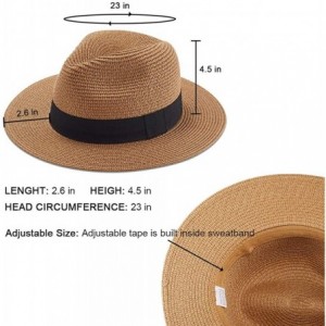 Sun Hats Womens Straw Panama Hat Wide Brim Sun Beach Hats with UV UPF 50+ Protection for Both Women Men - Brown-a - CD18UD6Y8...