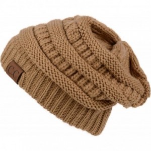 Skullies & Beanies Unisex Plain CC Beanie Cap Warm Thick Bubble Knit Winter Ski Hat - Mocha - C118IKGH0QM $14.62