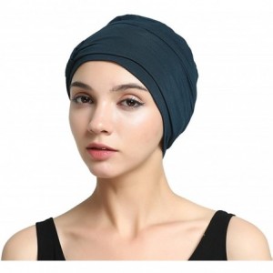 Skullies & Beanies Bamboo Double Layered Comfort Fashion Chemo Cancer Hat Daily Use - Dark Blue Turquoise - C3183EX236Z $23.97