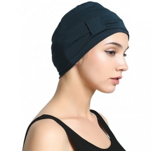 Skullies & Beanies Bamboo Double Layered Comfort Fashion Chemo Cancer Hat Daily Use - Dark Blue Turquoise - C3183EX236Z $26.21