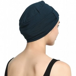 Skullies & Beanies Bamboo Double Layered Comfort Fashion Chemo Cancer Hat Daily Use - Dark Blue Turquoise - C3183EX236Z $26.21