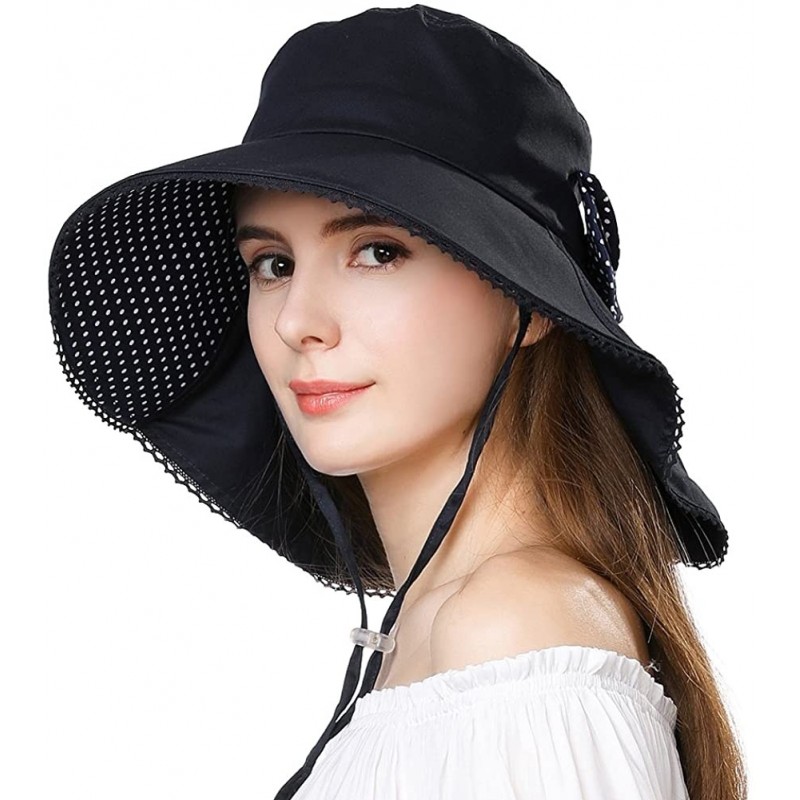 Sun Hats UV Protection Sun Hats Packable Summer Hat Women w/Ponytail Chin Strap 55-61CM - 69053_navy - CN12F9MKDPR $50.22