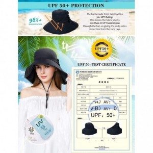 Sun Hats UV Protection Sun Hats Packable Summer Hat Women w/Ponytail Chin Strap 55-61CM - 69053_navy - CN12F9MKDPR $22.57