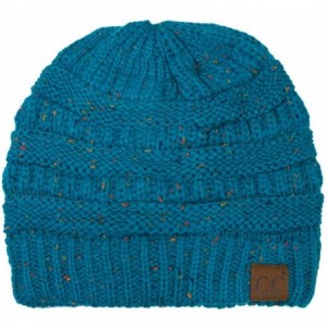 Skullies & Beanies Unisex Confetti Ribbed Cable Knit Thick Soft Warm Winter Beanie Hat - Teal - CZ18QKDRIC7 $11.82