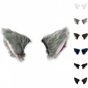 Headbands Cat Fox Long Fur Ears Hair Clip Cosplay Costume Kit Fancy Dress Halloween Party - Navy Blue - CJ18I277YDW $21.97