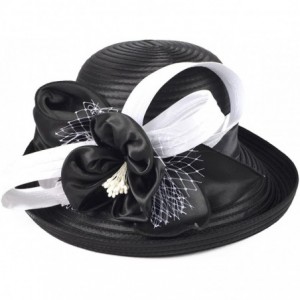 Sun Hats Womens Tea Party Church Baptism Kentucky Derby Dressy Hat - Black/White - CI17WXXEG9Q $60.26