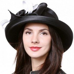 Sun Hats Womens Tea Party Church Baptism Kentucky Derby Dressy Hat - Black/White - CI17WXXEG9Q $25.73
