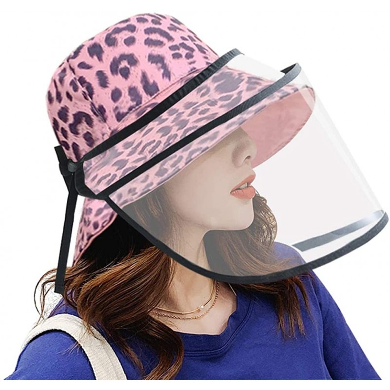 Bucket Hats Women Reversible Bucket Hat Outdoor Fisherman Hats Packable Sun Cap - Leopard Pink - CG198DAATDM $29.48