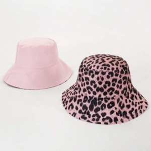 Bucket Hats Women Reversible Bucket Hat Outdoor Fisherman Hats Packable Sun Cap - Leopard Pink - CG198DAATDM $30.55