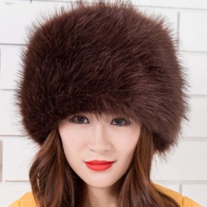 Skullies & Beanies Women's Faux Fur Hat for Winter with Stretch Cossack Russion Style Beanie Warm Cap - Coffee - CL18ICIO4KI ...