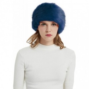 Cold Weather Headbands Faux Fur Winter Headband-Womens Fashionable Ski Hat Ear Warmer Headwrap with Elastic - Royal Blue - CI...