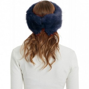 Cold Weather Headbands Faux Fur Winter Headband-Womens Fashionable Ski Hat Ear Warmer Headwrap with Elastic - Royal Blue - CI...