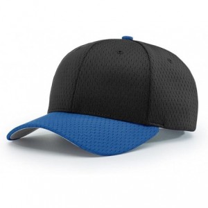 Baseball Caps 414 Pro Mesh Adjustable Blank Baseball Cap Fit Hat - Black/Royal - CY1873ACW2Y $10.41