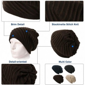 Skullies & Beanies Mens Wool/Acrylic Knitted Slouchy Beanie Winter Hats Warm Fashion Skull Cap - 1044black+coffe - C118ARZ4ZC...