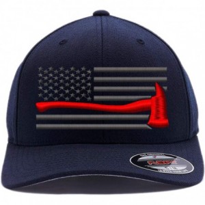 Baseball Caps Flag Embroidered Wooly Combed Flexfit - Dark Navy - CR180R8WWKO $50.98