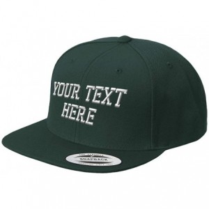 Baseball Caps Snapback Hats for Men & Women Custom Personalized Text Flat Bill Baseball Cap - Spruce Green - CD18IETR3M7 $38.93