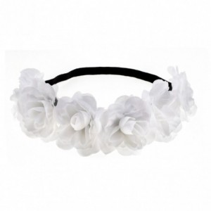 Headbands Rose Flower Headband Floral Crown Mexican Hair Wreath (White) - White - CV1862UT7WX $8.24