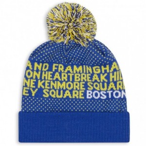 Skullies & Beanies Pom Pom Beanie Hat for Runners - Running Hats - Boston 26.2 (Blue/Yellow) - CC1875H673K $48.71