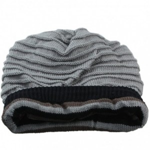 Skullies & Beanies Unisex Slouchy Beanie Hat Stripe Knit Cap Loop Scarf Neckerchief Dreadlocks - 019-light Grey - C9129TC7K8L...