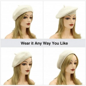 Berets Women Hand Knitted French Beret Hat - Creamy White - CU18AI7TA00 $12.98
