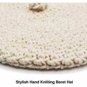 Berets Women Hand Knitted French Beret Hat - Creamy White - CU18AI7TA00 $12.98