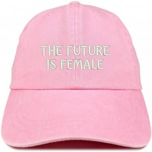 Baseball Caps The Future is Female Embroidered Soft Washed Cotton Adjustable Cap - Pink - CW17YT5N74T $32.50