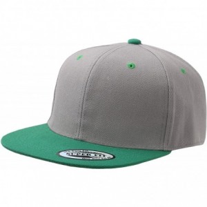 Baseball Caps Blank Adjustable Flat Bill Plain Snapback Hats Caps - Light Grey/Kelly Green - CM11LI0NLIB $7.24
