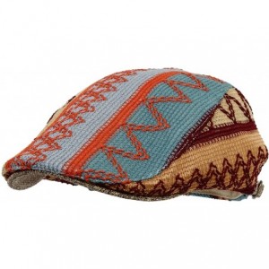 Newsboy Caps Aztec Tribal Pattern Knitted Newsboy Hat Flat Cap LD3030 - Beige - CI11USAOK6D $51.19