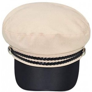 Newsboy Caps Women Fisherman-Beret-Newsboy Cap Cotton Fiddler Captain-Sailor Hat Yacht - Beige - CQ18Y04NL7H $22.15
