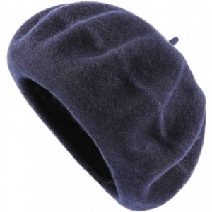 Berets Womens Classic Solid Color Knitted Wool French Beret - Navy Blue - CT187MXSRD6 $20.12