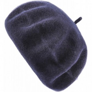 Berets Womens Classic Solid Color Knitted Wool French Beret - Navy Blue - CT187MXSRD6 $17.78