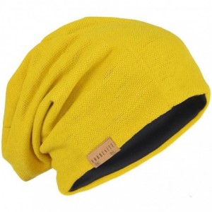 Skullies & Beanies FORBUSITE Knit Slouchy Beanie Hat Skull Cap for Mens Winter Summer - Yellow Flannel Twills - CH12O874LQU $...
