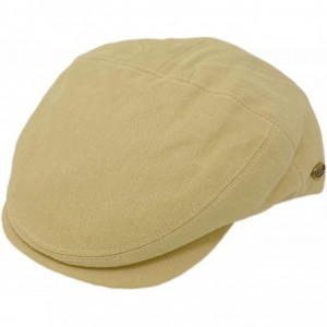 Newsboy Caps Men's 100% Cotton 7 Panel Ivy Mixed Pattern Driver Cabby Flat Cap Hat - Solid Khaki - CH196X0AI23 $30.27