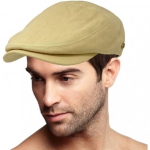 Newsboy Caps Men's 100% Cotton 7 Panel Ivy Mixed Pattern Driver Cabby Flat Cap Hat - Solid Khaki - CH196X0AI23 $33.30