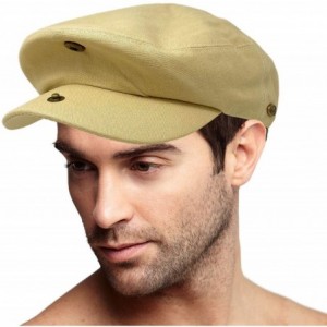 Newsboy Caps Men's 100% Cotton 7 Panel Ivy Mixed Pattern Driver Cabby Flat Cap Hat - Solid Khaki - CH196X0AI23 $30.65