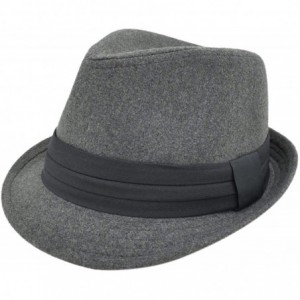 Fedoras Unisex Classic Solid Color Felt Fedora Hat with Black Band - Grey - CH12CFYPKZP $12.65