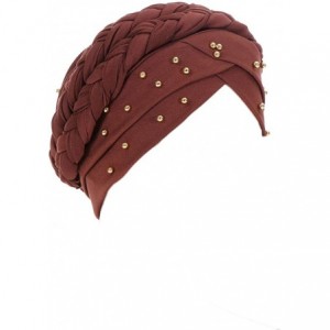 Skullies & Beanies Women Braid Head Wrap Long Hair Scarf Turban Pre-tie Headwear Chemo Hats - Coffee - CN18WE72KDQ $27.43