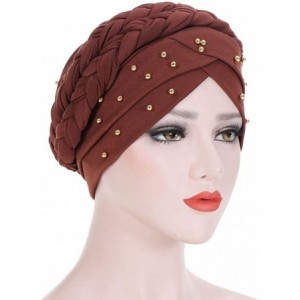 Skullies & Beanies Women Braid Head Wrap Long Hair Scarf Turban Pre-tie Headwear Chemo Hats - Coffee - CN18WE72KDQ $29.95