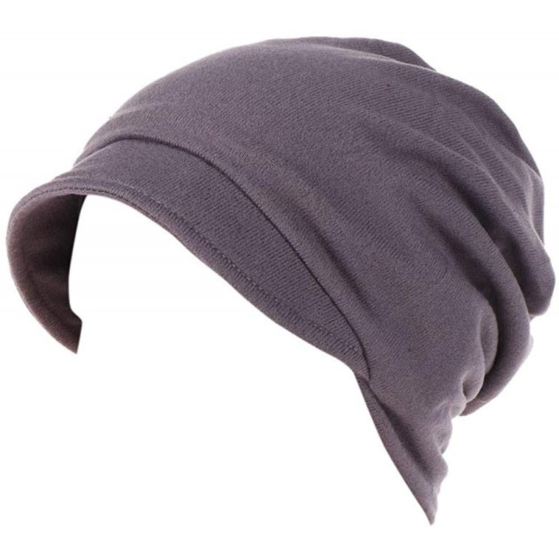 Skullies & Beanies Women Trendy Cotton Warm Windproof Chemotherapy Cap Muslim Hat Head Wrap Cap - Gray - CK18I8NI04I $18.50