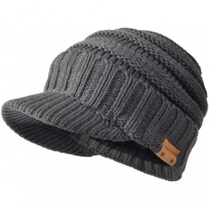 Skullies & Beanies Knit Visor Beanie Hat for Men Women Winter B320 - Grey - CV18I9N6TZA $26.30